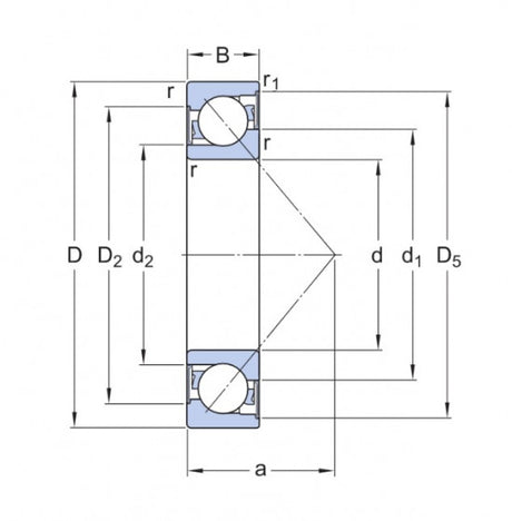 SKF 7306 BE-2RZP/GWF Kugellager mit schrägverzahntem Kontakt
