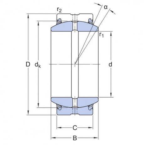 SKF GE 220 TXA-2RS (GE 220-UK-2RS) wartungsfreies Gelenklager, Stahl/PTFE