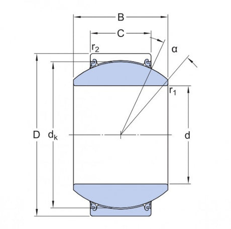 SKF GEH 100 TXE-2LS (GE 100-FW-2TS) wartungsfreies Gelenklager, Stahl/PTFE