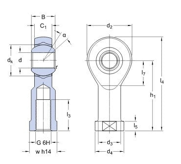SKF SIKB 10 F/VZ019 Gelenkkopf, Innen rechtsgewinde, Stahl/PTFE FRP