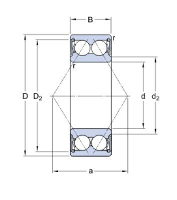 SKF 3205 A-2RS1TN9/GFJ Kugellager mit schrägverzahntem Kontakt