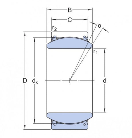 SKF GE 40 TXE-2LS (GE 40-UK-2TS) wartungsfreies Gelenklager, Stahl/PTFE